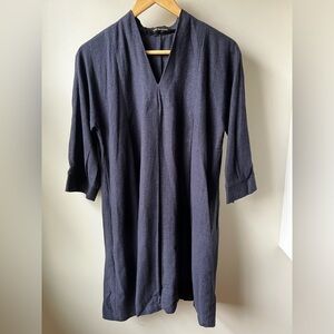 MIX AND MATCH Linen Cotton Tunic Dress Sustainable Lagenlook Pockets Oversized M